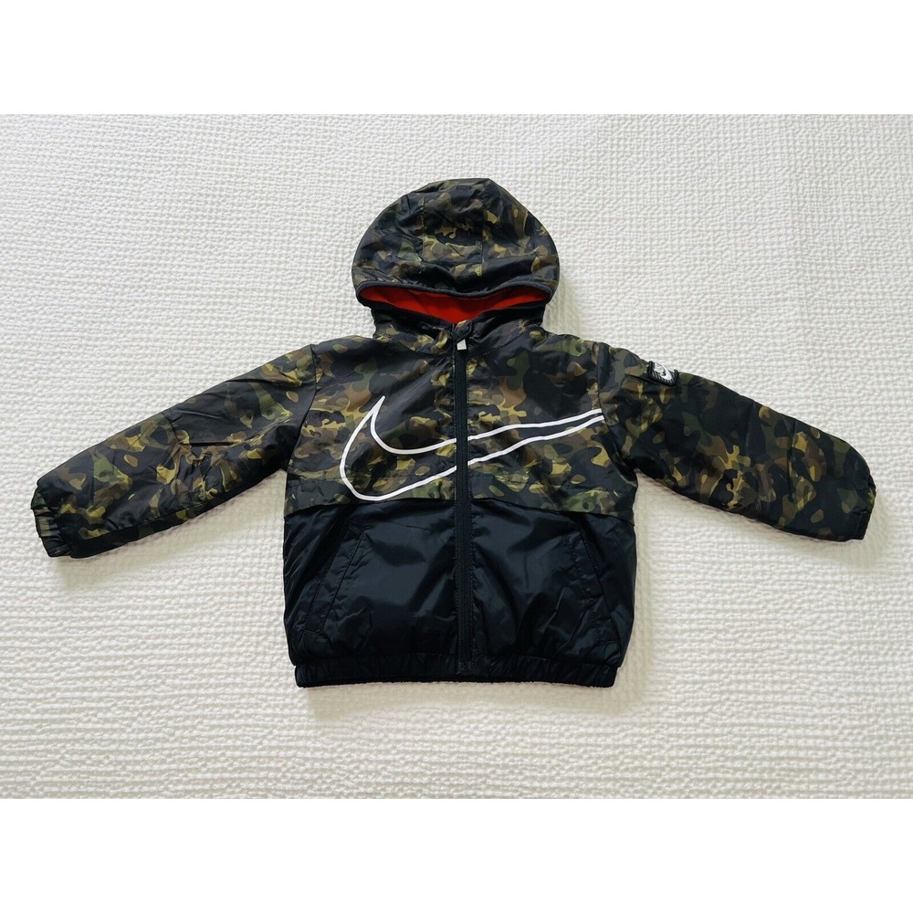Nike Toddler/Boy's Fleece Lined Camo Hooded Water‎ Repellent Full Zip Jacket 18M